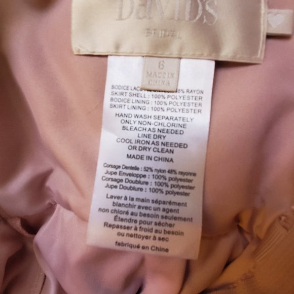 David's Bridal, Maxi Dress: Dusty Rose, lace and sheer  HEMMED - Picture 4 of 8